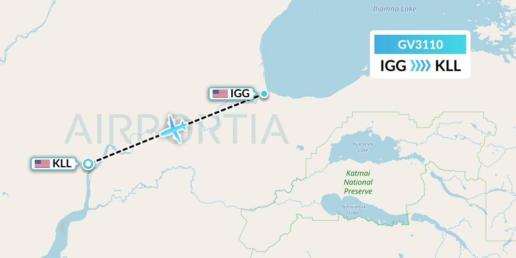 GV3110 Grant Aviation Flight Map: Igiugig to Levelock