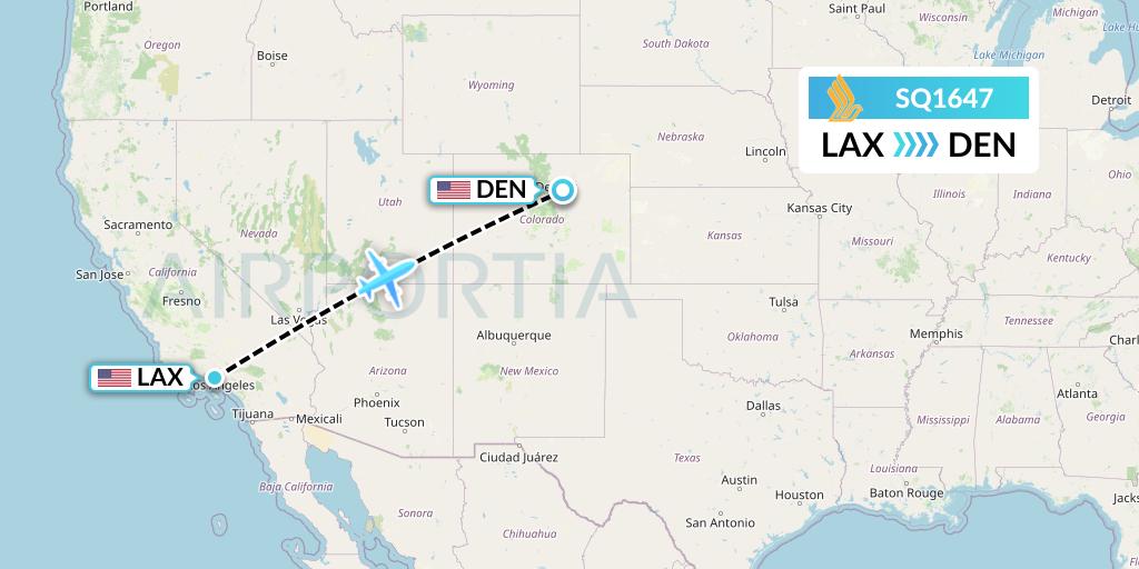 SQ1647 Singapore Airlines Flight Map: Los Angeles to Denver