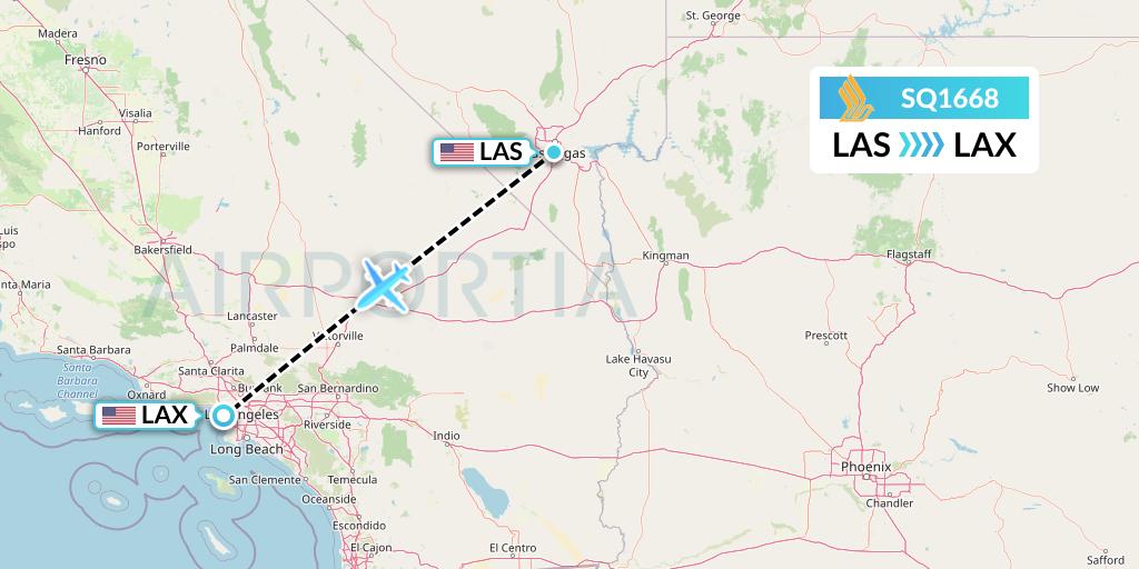 SQ1668 Singapore Airlines Flight Map: Las Vegas to Los Angeles