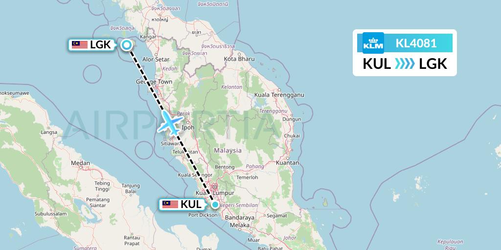 KL4081 KLM Flight Map: Kuala Lumpur to Langkawi