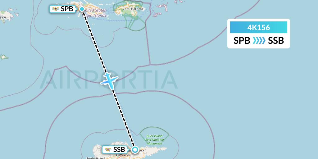 4K156 Kenn Borek Air Flight Map: Charlotte Amalie St Thomas to Christiansted St Croix