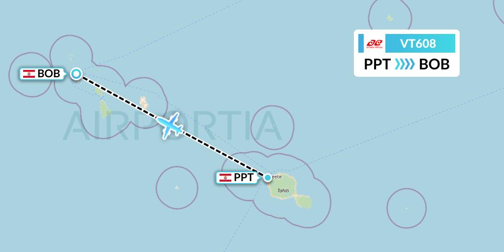 VT608 Air Tahiti Flight Map: Papeete to Bora Bora