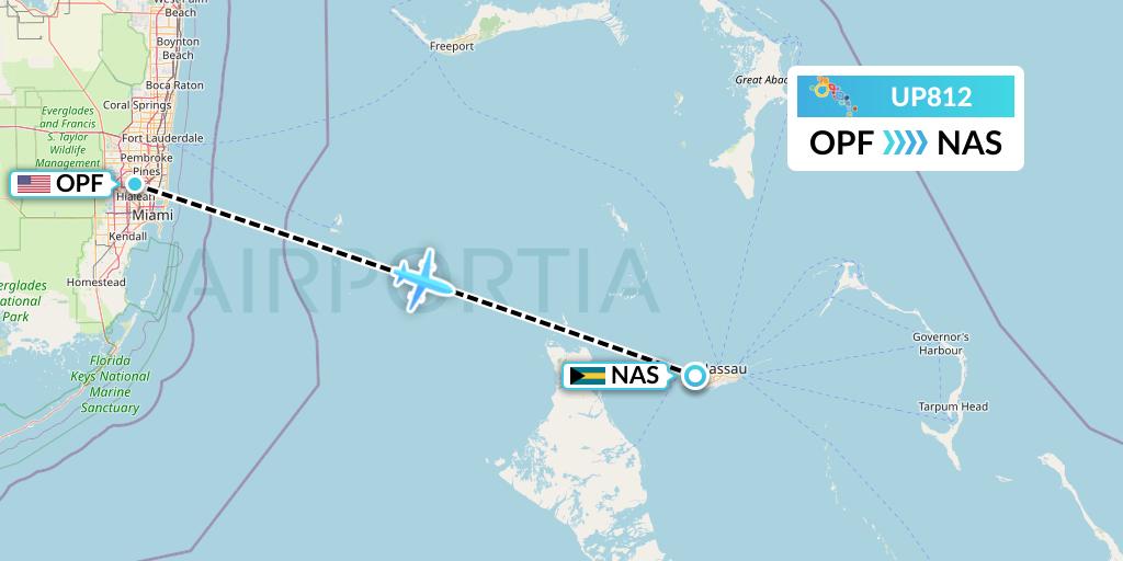 UP812 Bahamasair Flight Map: Miami to Nassau