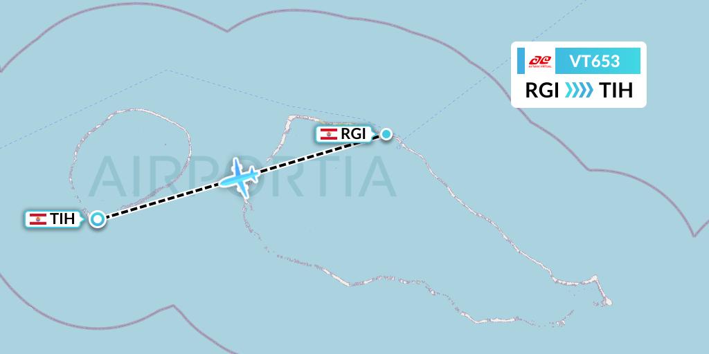 VT653 Air Tahiti Flight Map: Rangiroa to Tikehau