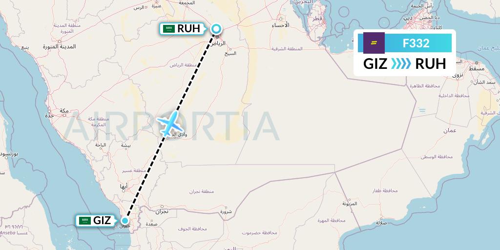 F332 flydeal Flight Map: Jizan to Riyadh