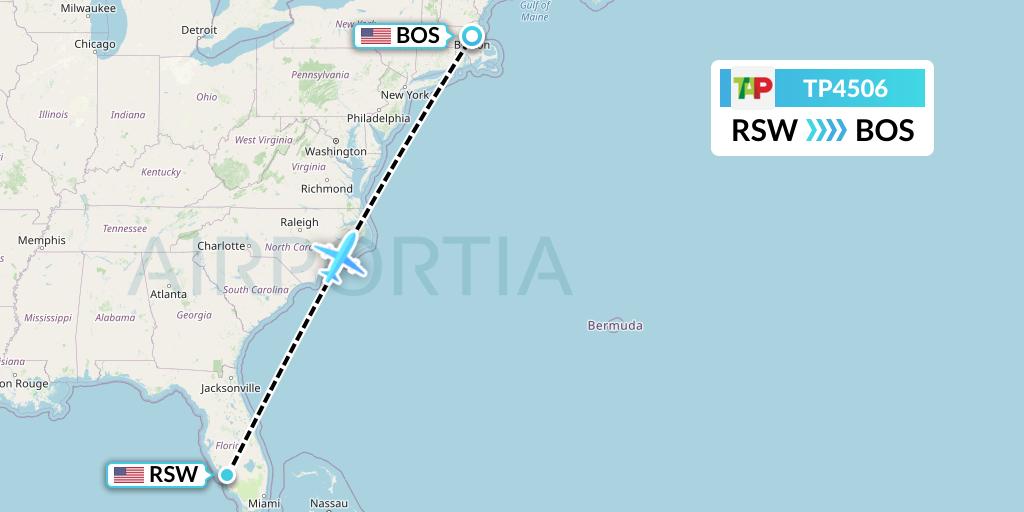 TP4506 Flight Status TAP Portugal Fort Myers to Boston (TAP4506)