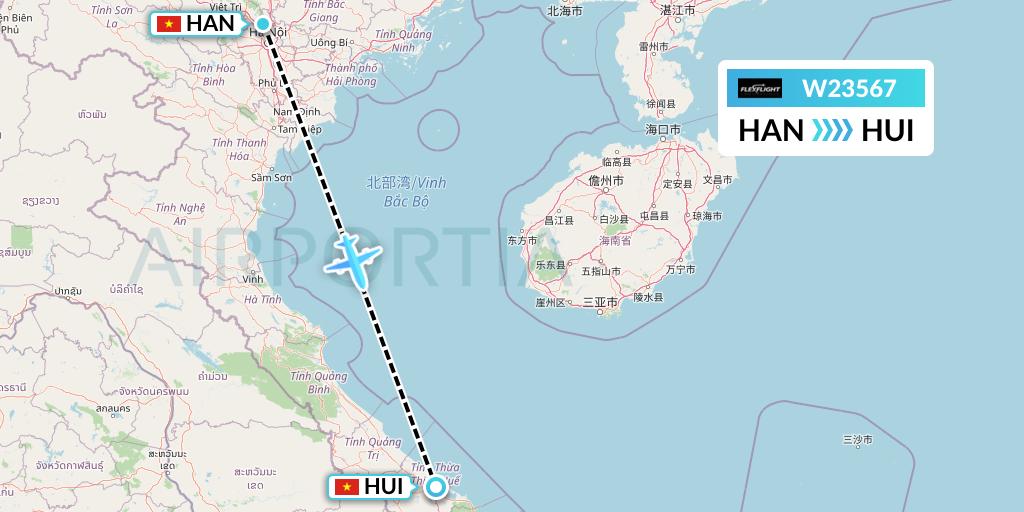 W23567 Flex Flight Flight Map: Hanoi to Hue