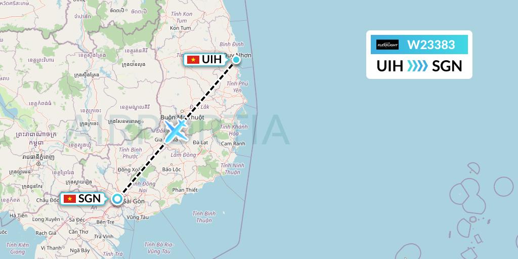 W23383 Flex Flight Flight Map: Qui Nhon to Ho Chi Minh City