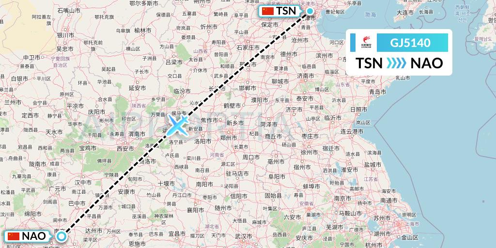 GJ5140 Loong Airlines Flight Map: Tianjin to Nanchong