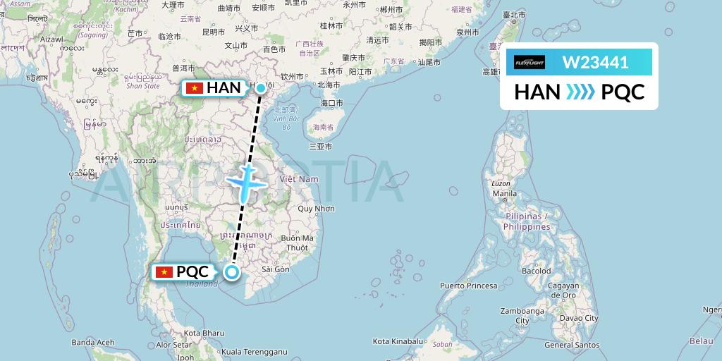 W23441 Flex Flight Flight Map: Hanoi to Phu Quoc