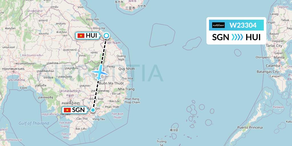 W23304 Flex Flight Flight Map: Ho Chi Minh City to Hue