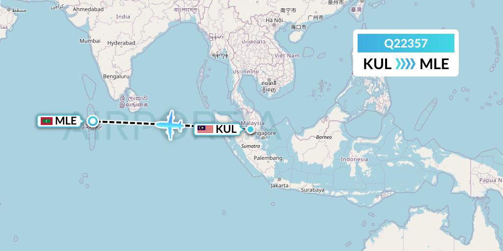 Q22357 Maldivian Flight Map: Kuala Lumpur to Male