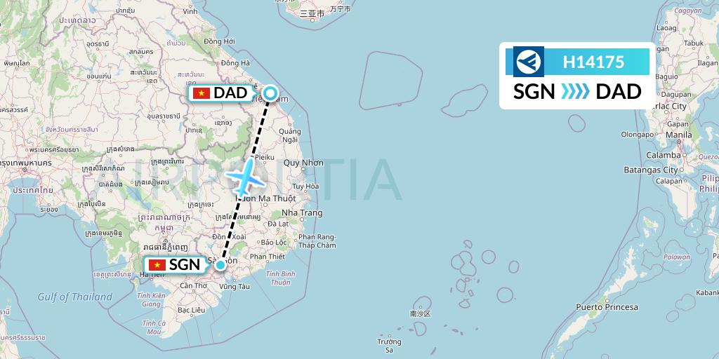 H14175 Hahn Air Systems Flight Map: Ho Chi Minh City to Da Nang