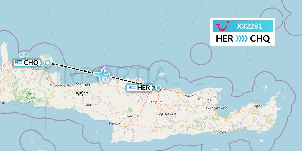 X32281 TUI fly Germany Flight Map: Heraklion to Chania