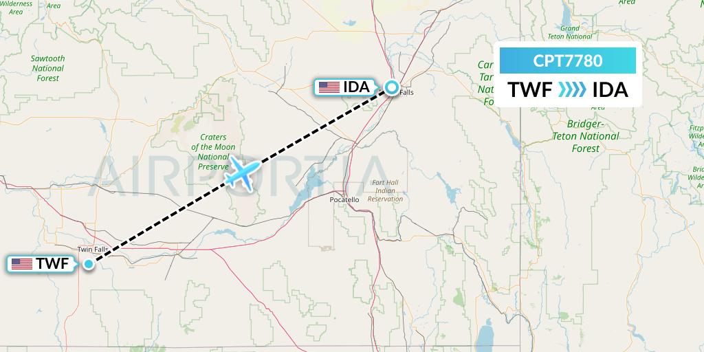 CPT7780 Corporate Air Flight Map: Twin Falls to Idaho Falls