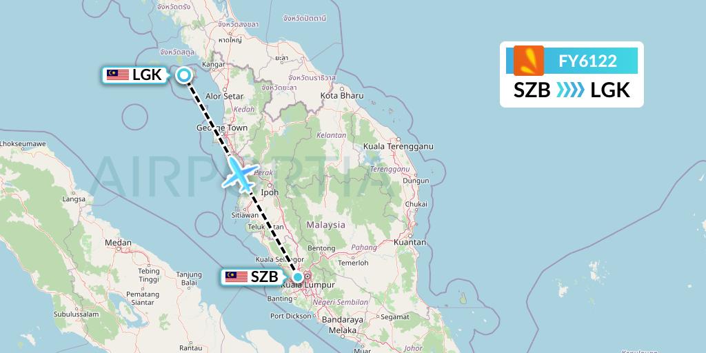 FY6122 Firefly Flight Map: Kuala Lumpur to Langkawi