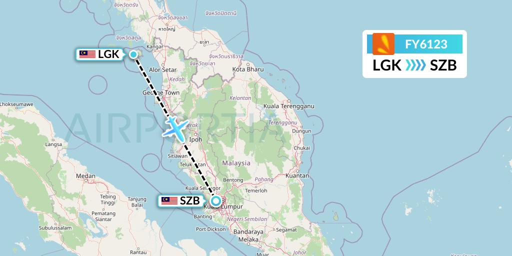 FY6123 Firefly Flight Map: Langkawi to Kuala Lumpur