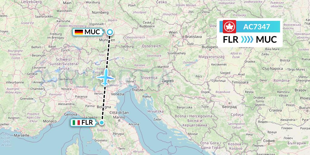 AC7347 Air Canada Flight Map: Florence to Munich