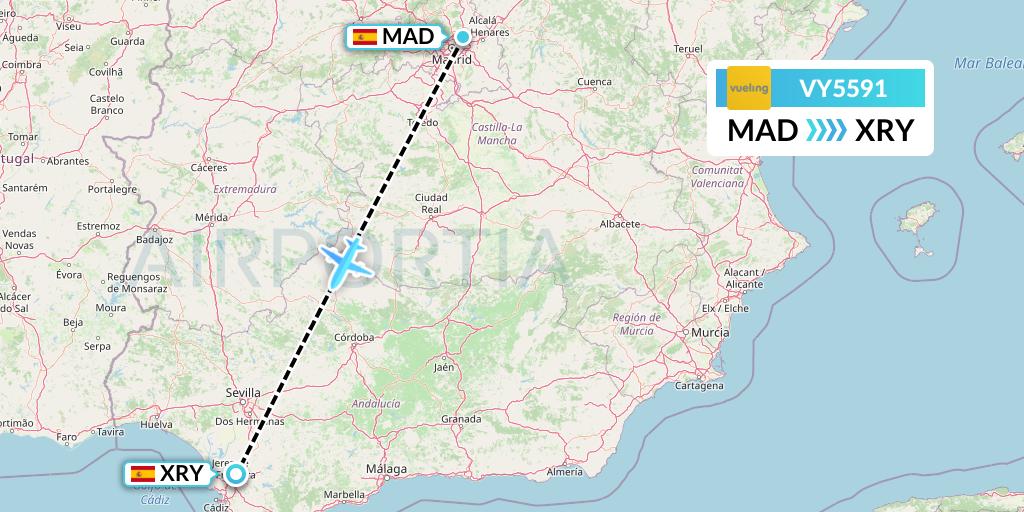 VY5591 Vueling Flight Map: Madrid to Jerez