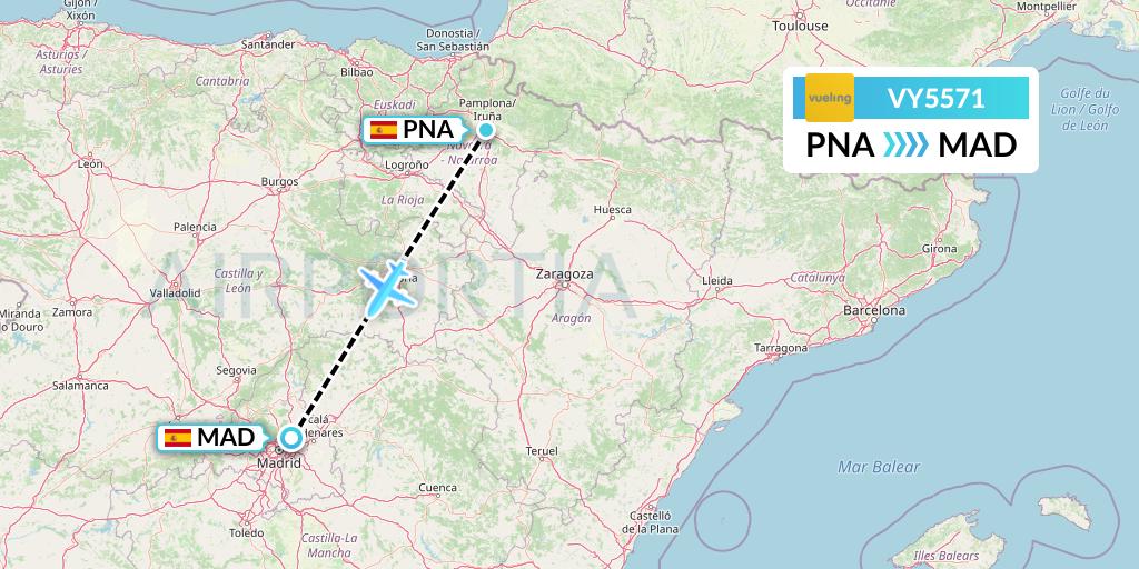 VY5571 Vueling Flight Map: Pamplona to Madrid