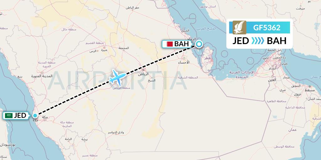 GF5362 Gulf Air Flight Map: Jeddah to Bahrain