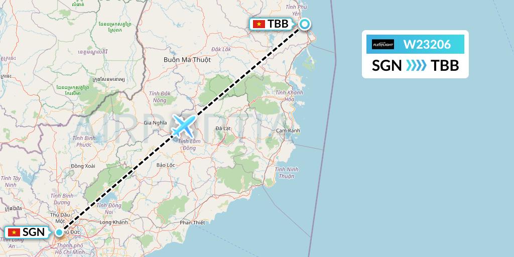 W23206 Flex Flight Flight Map: Ho Chi Minh City to Tuy Hoa