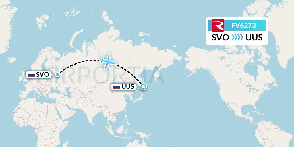 FV6273 Rossiya Flight Map: Moscow to Yuzhno-Sakhalinsk