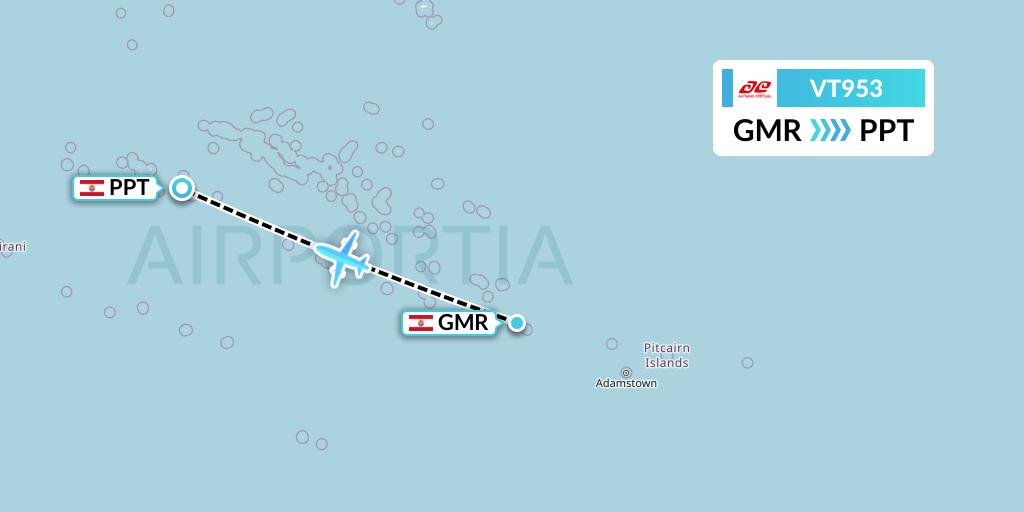 VT953 Air Tahiti Flight Map: Totegegie to Papeete