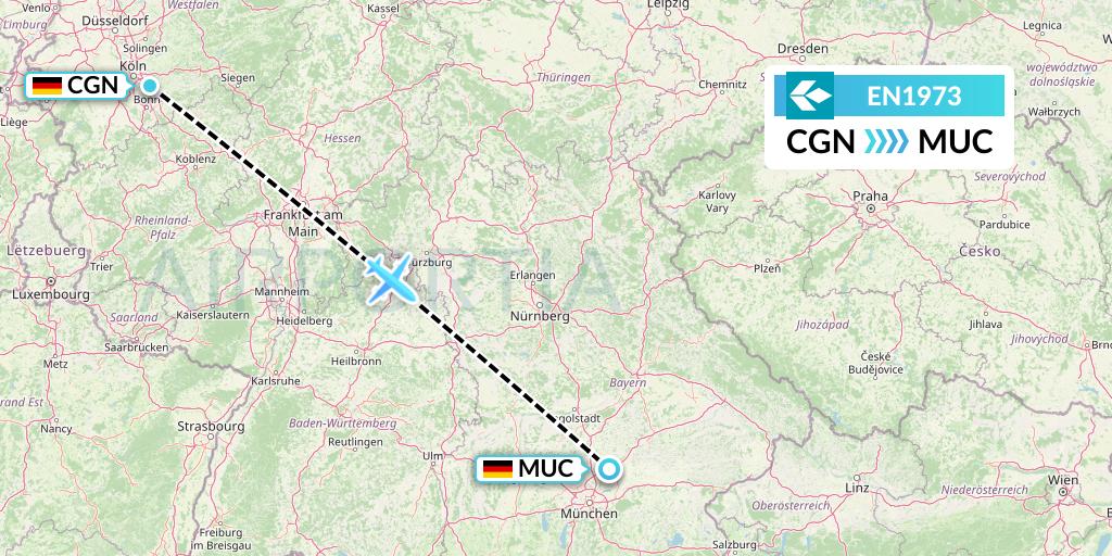 EN1973 Air Dolomiti Flight Map: Cologne to Munich