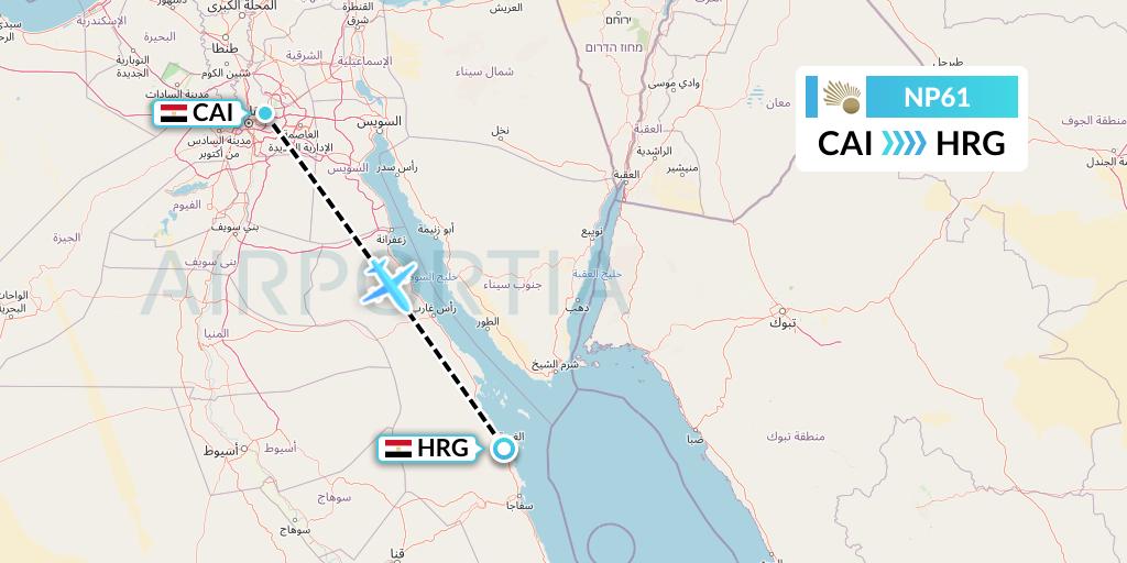 NP61 Nile Air Flight Map: Cairo to Hurghada
