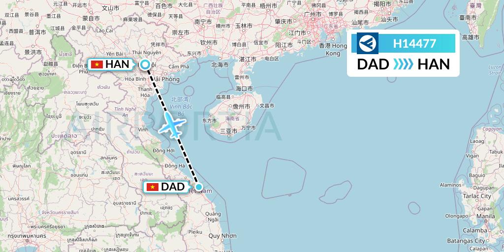 H14477 Hahn Air Systems Flight Map: Da Nang to Hanoi