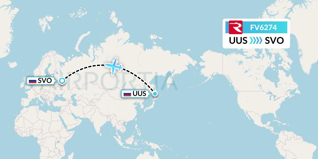 FV6274 Rossiya Flight Map: Yuzhno-Sakhalinsk to Moscow