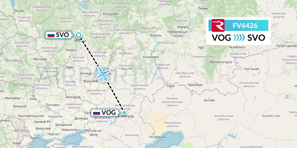 FV6426 Rossiya Flight Map: Volgograd to Moscow