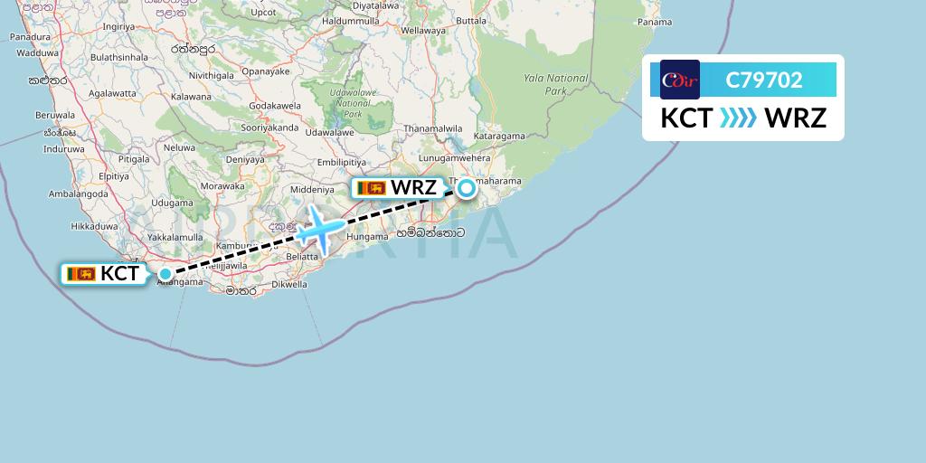 C79702 Cinnamon Air Flight Map: Galle to Weerawila
