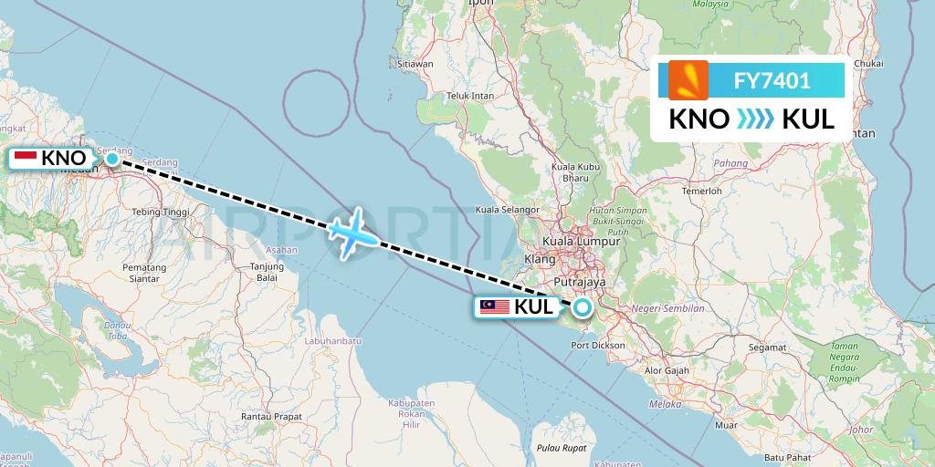 FY7401 Firefly Flight Map: Medan to Kuala Lumpur