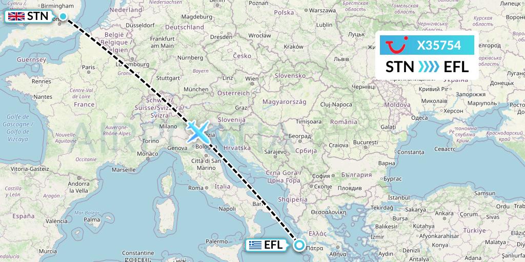 X35754 TUI fly Germany Flight Map: London to Kefalonia