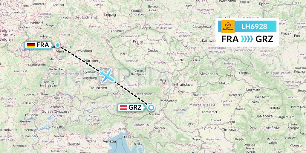 LH6928 Lufthansa Flight Map: Frankfurt to Graz
