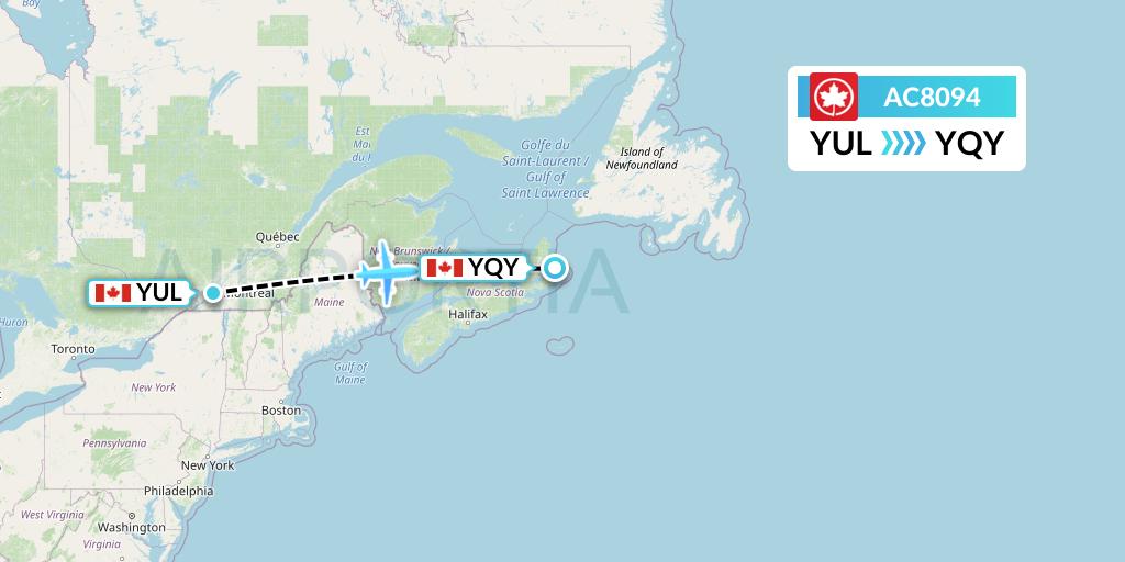 AC8094 Air Canada Flight Map: Montreal to Sydney