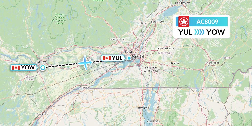 AC8009 Flight Status Air Canada Montreal to Ottawa (ACA8009)