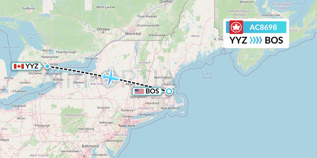 AC8698 Air Canada Flight Map: Toronto to Boston