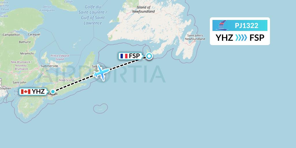 PJ1322 Air Saint-Pierre Flight Map: Halifax to Saint-Pierre