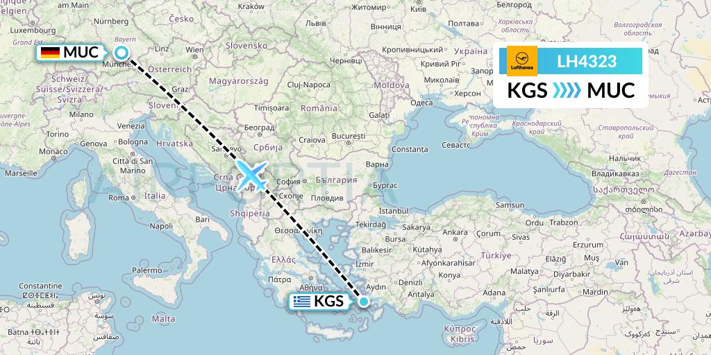 LH4323 Lufthansa Flight Map: Kos to Munich