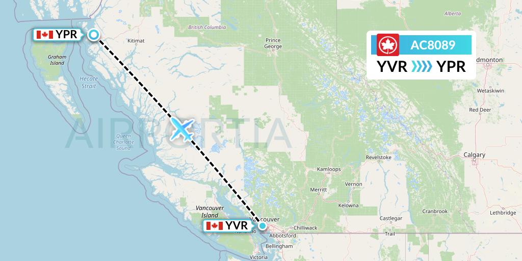 AC8089 Air Canada Flight Map: Vancouver to Prince Rupert