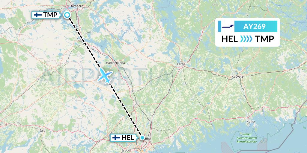 AY269 Finnair Flight Map: Helsinki to Tampere