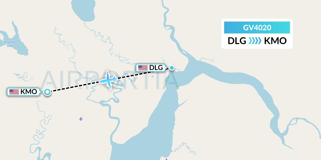 GV4020 Grant Aviation Flight Map: Dillingham to Manokotak
