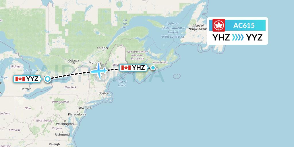 AC615 Air Canada Flight Map: Halifax to Toronto
