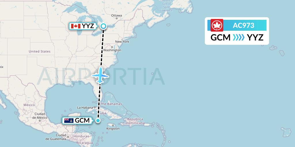 AC973 Air Canada Flight Map: George Town to Toronto