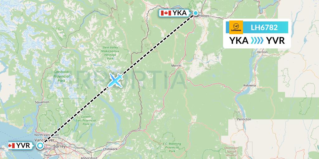 LH6782 Lufthansa Flight Map: Kamloops to Vancouver