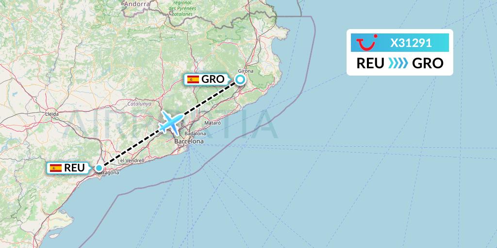 X31291 TUI fly Germany Flight Map: Reus to Girona