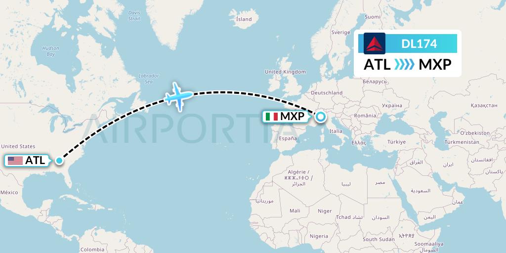 DL174 Flight Status Delta Air Lines Atlanta to Milan (DAL174)